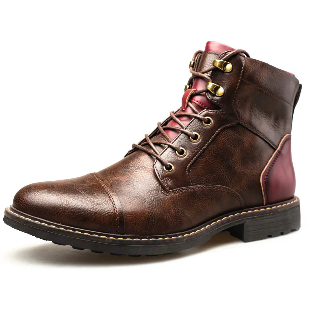 Plus Size Men's Leather Zipper Martin Fashion Boots