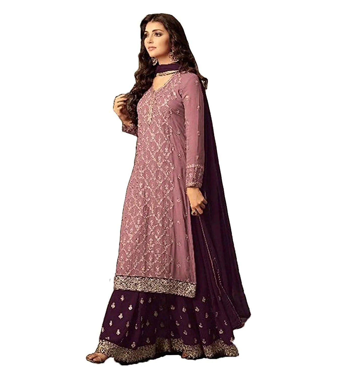 stylishfashion Womens Wear Plus Size Salwar Kameez Plazzo Dress Designer Indian Ethnic Party Shalwar Kameez Plazo Suits (US Numeric 34 Regular Regular Pink)