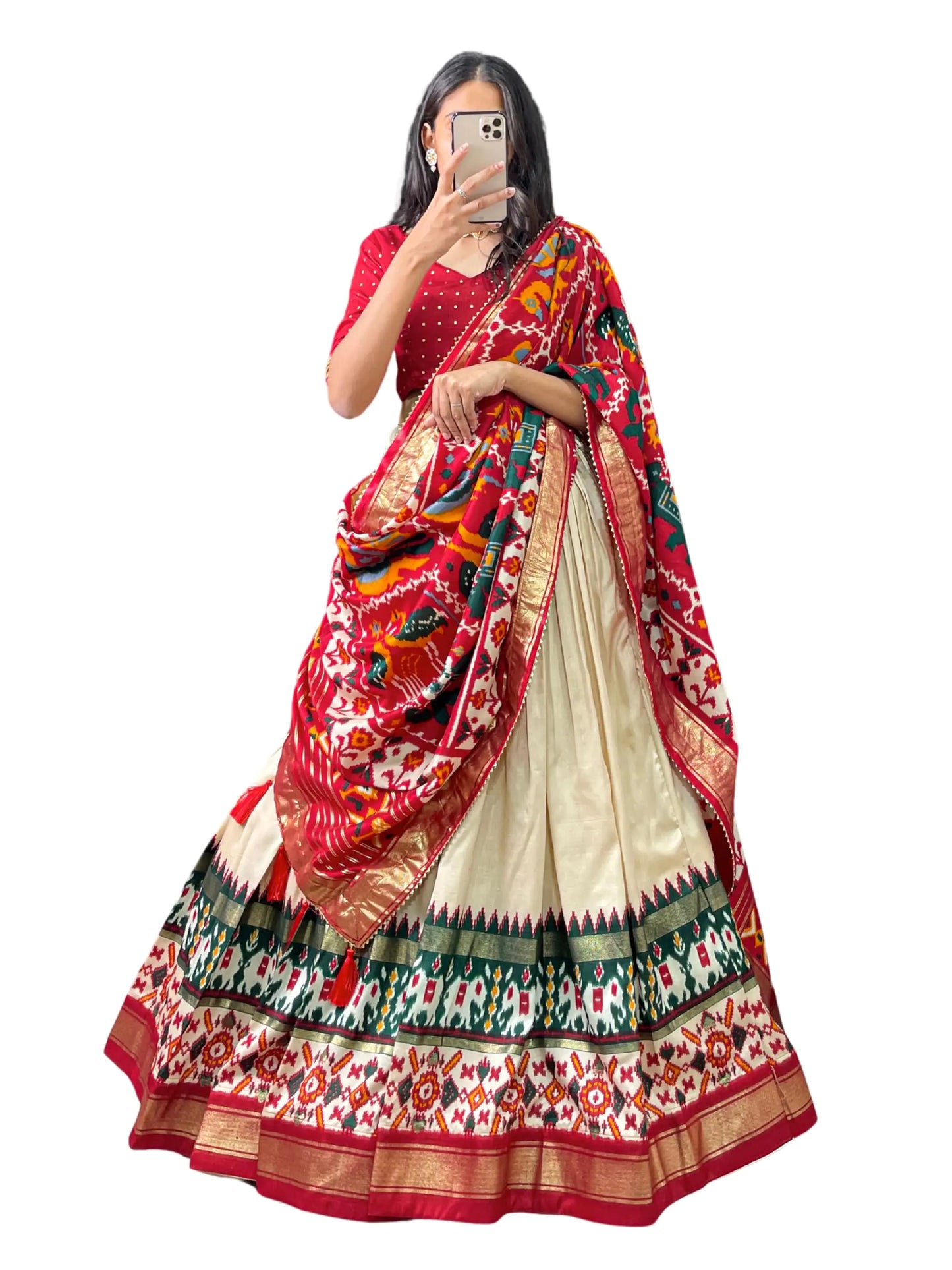 MR CREATION Indian Wedding Style Navratri Lehenga Choli For Women Party Wear with Dupatta (WHITE X-LARGE)