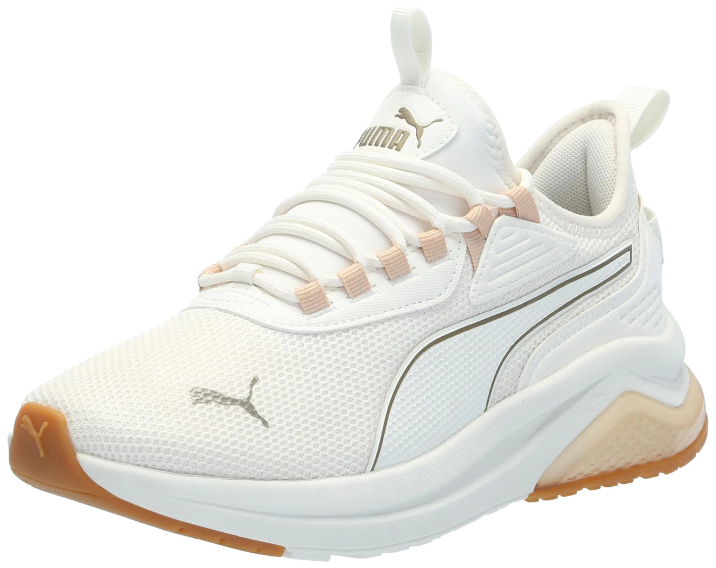 PUMA Womens Amplifier Sneaker Wide-Frosted Ivory Team Gold-Cashew 10.5