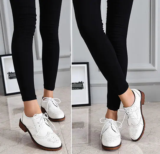 Genuine Leather Round Toe Casual Slip-On Women's Shoes