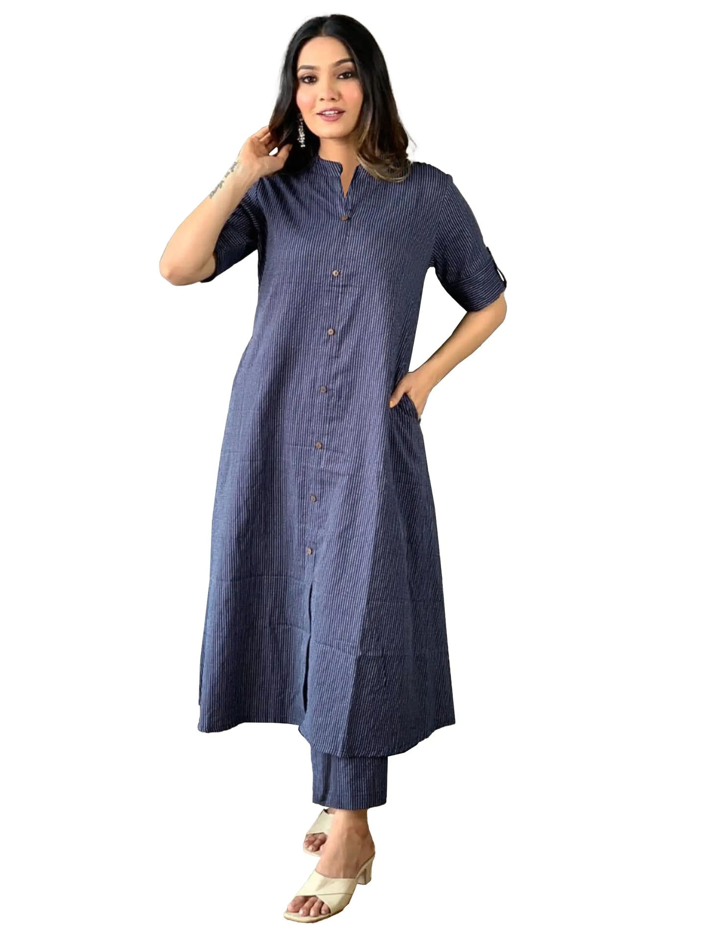 STRISWAG Indian Kurta Set For Women | Ethnic Kurta Set with Pant For Festive and Party | Traditional Outfit Navy Blue