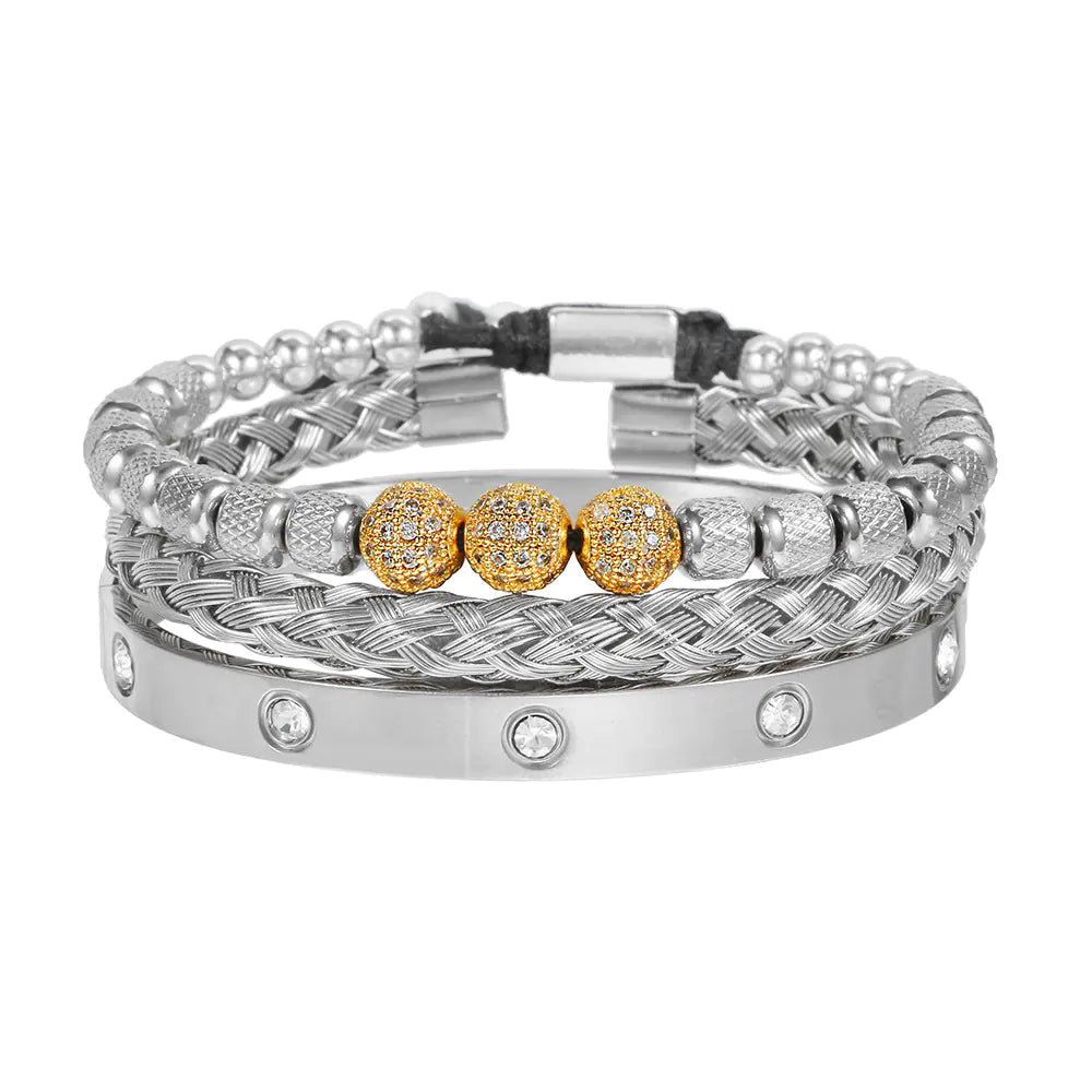 Men's Woven Bracelet with Pineapple Beads