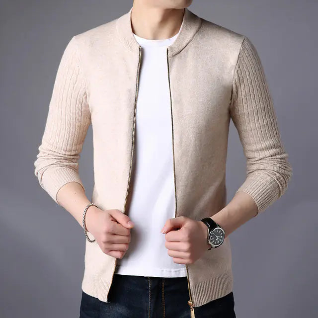 Men's Slim Fit Long Sleeve Knitted Cardigan Sweater
