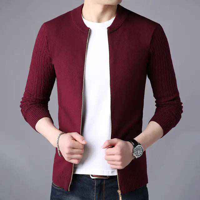 Men's Slim Fit Long Sleeve Knitted Cardigan Sweater