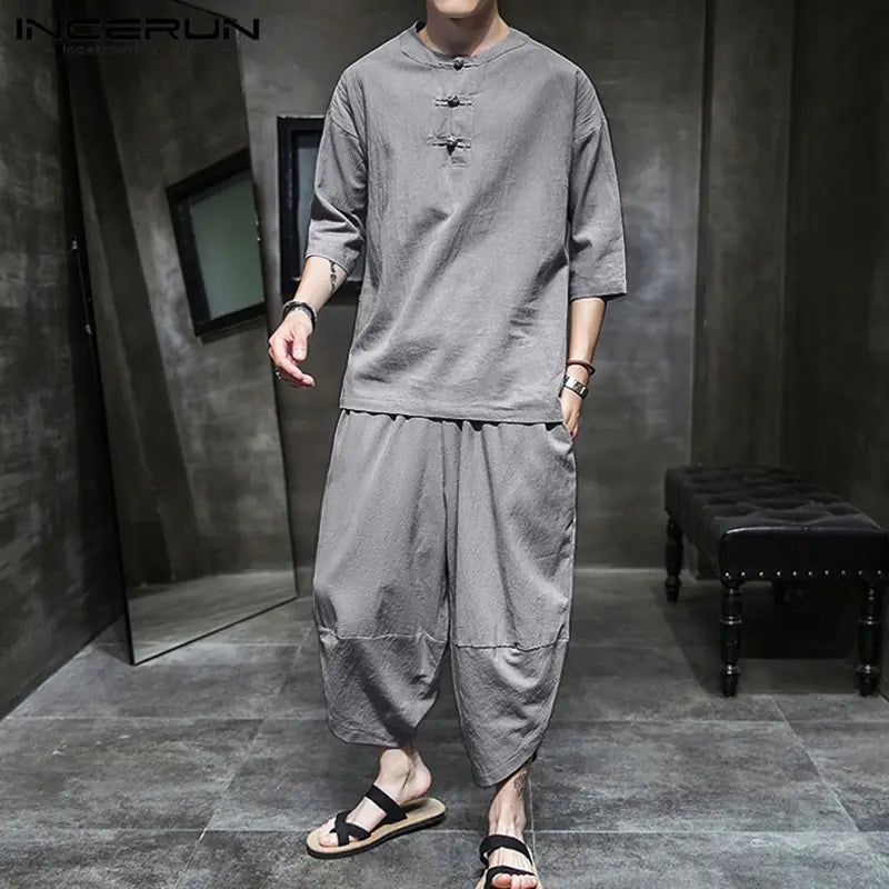 Men's Ethnic Style Thin Cotton and Linen Suit