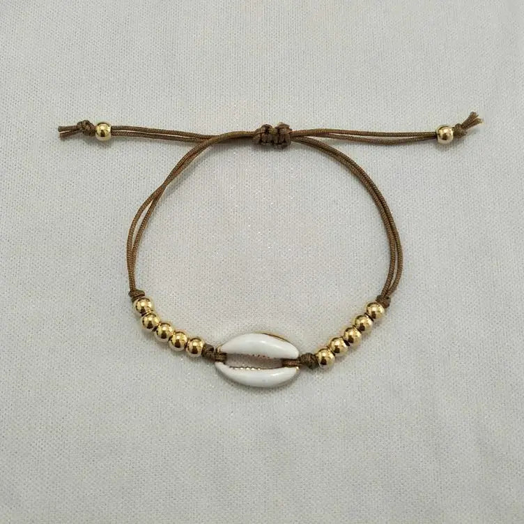 Woven Shell Bracelet with Holiday Round Beads