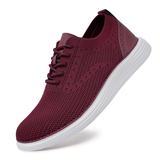 SRONGKE Mens Casual Dress Oxfords Shoes Mesh Lightweight Breathable Fashion Sneakers Business Walking Shoes(Wine Red9)