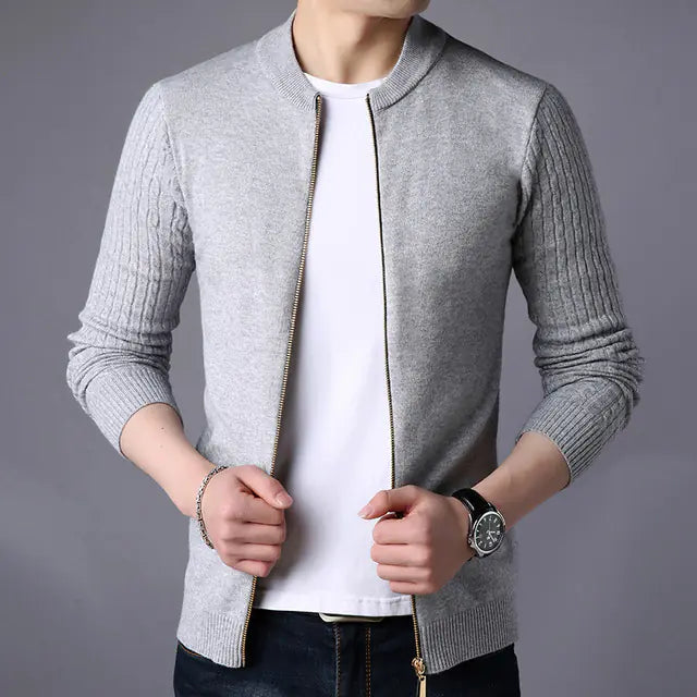 Men's Slim Fit Long Sleeve Knitted Cardigan Sweater