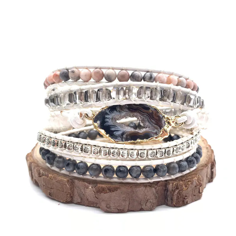 Handmade Turquoise Woven Leather Bracelet - Bohemian Style