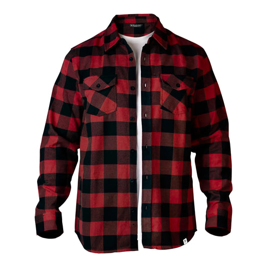 Journeyman Mens Midweight Regular Fit Buffalo Plaid Flannel (US Alpha XX-Large Regular Regular Red)