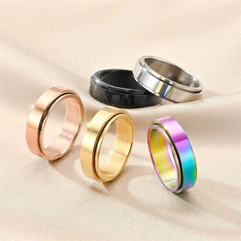 Rotating Titanium Steel Bracelet Ring for Women