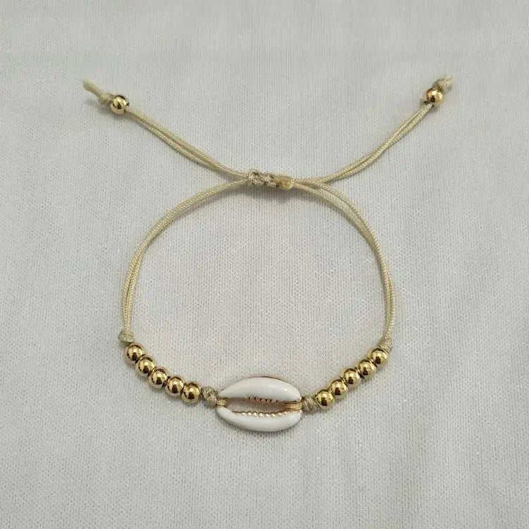 Woven Shell Bracelet with Holiday Round Beads