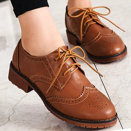 Genuine Leather Round Toe Casual Slip-On Women's Shoes