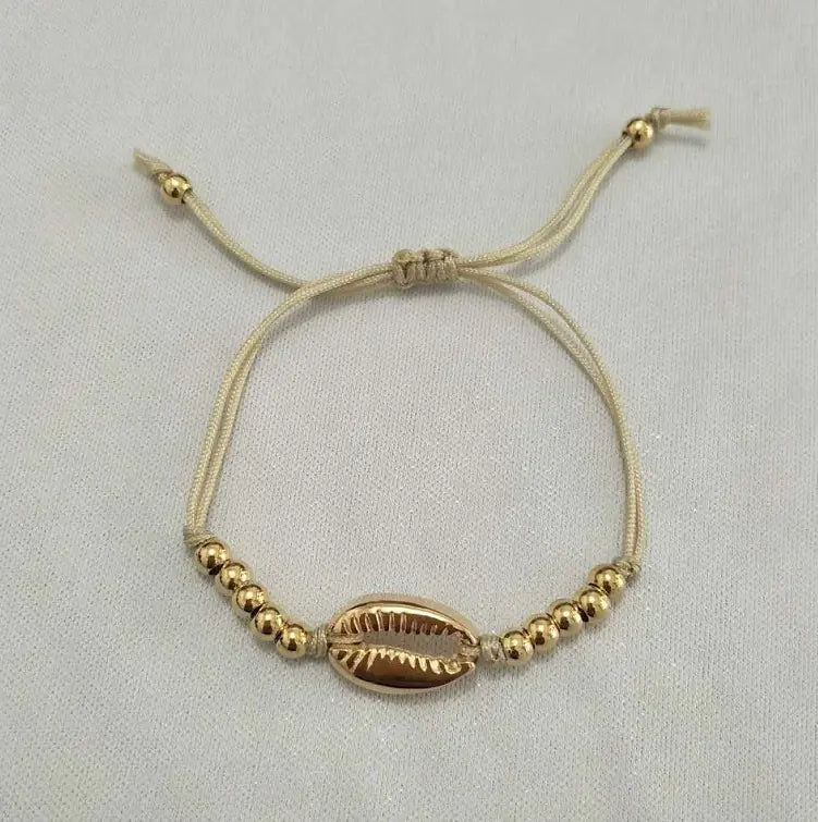 Woven Shell Bracelet with Holiday Round Beads
