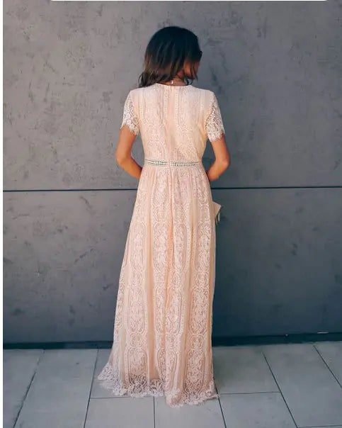 2020 Summer New Women's Lace V-Neck Maxi Dress