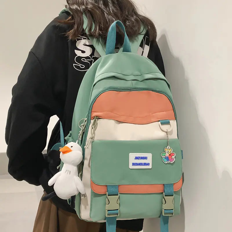 Trendy Waterproof Nylon Backpack for Girls and Students