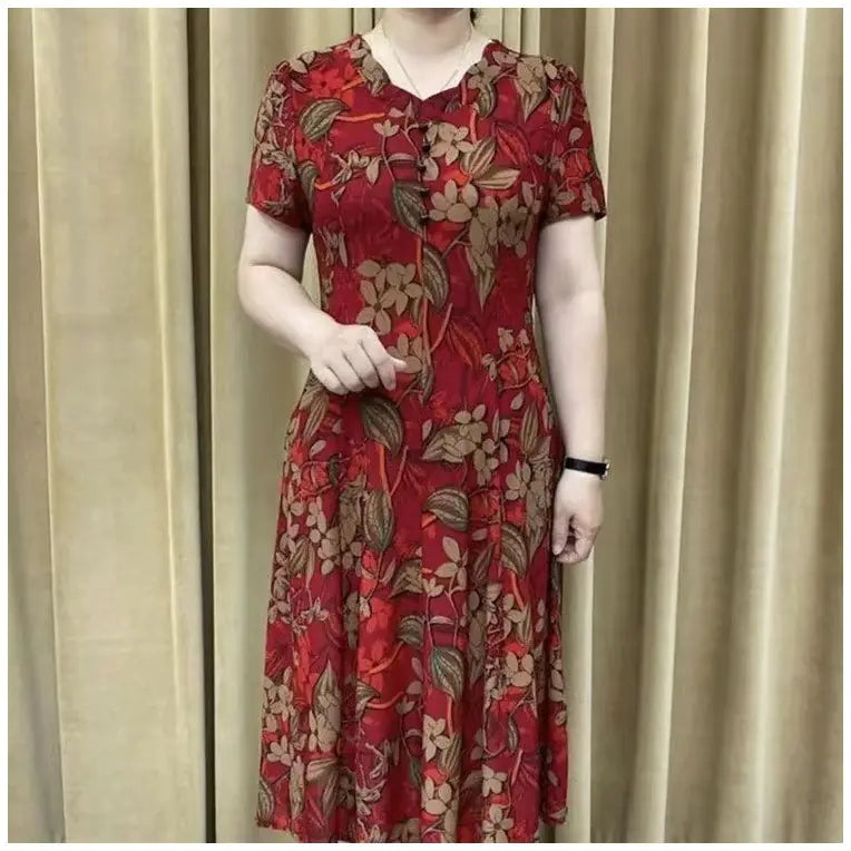 Short Sleeve V-Neck Dress for Moms (One Piece)