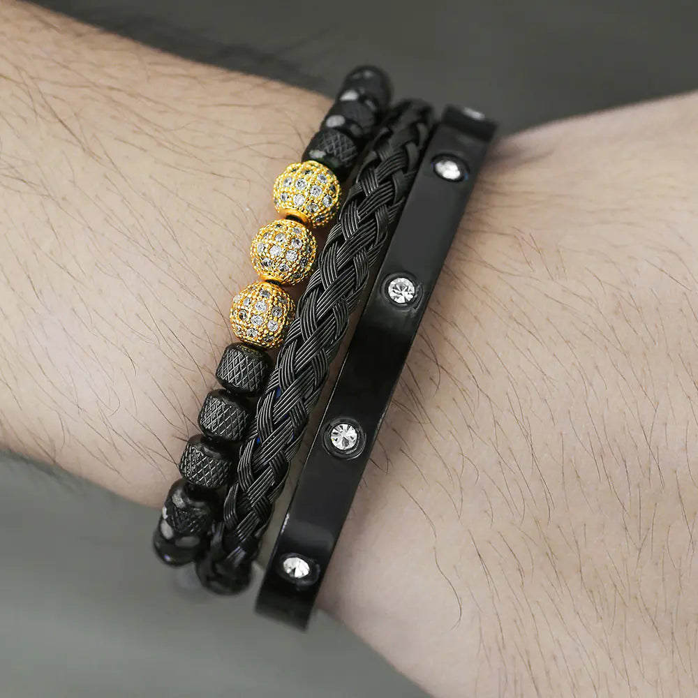 Men's Woven Bracelet with Pineapple Beads