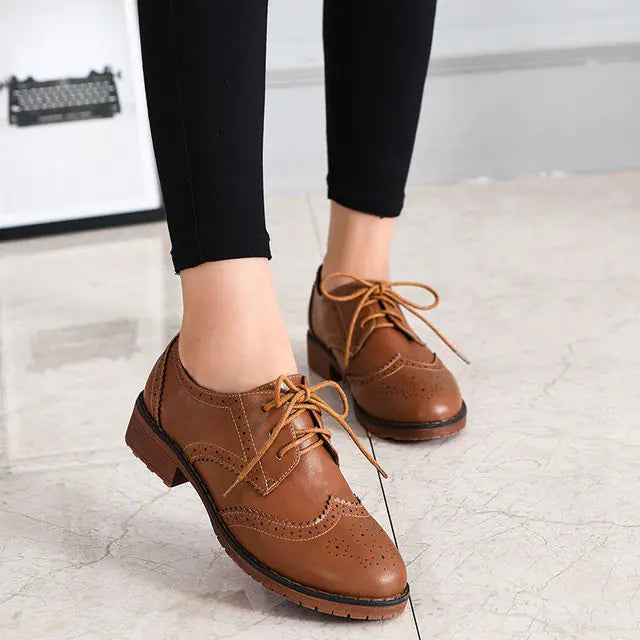Genuine Leather Round Toe Casual Slip-On Women's Shoes