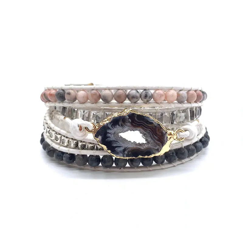 Handmade Turquoise Woven Leather Bracelet - Bohemian Style