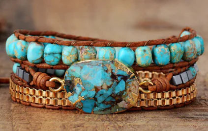 Turquoise Handmade Woven Bracelet - Multi-Layer Style
