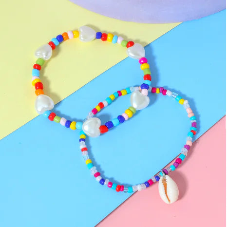 2PCS Bohemian Girls Bracelet & Anklet with Shell Beads