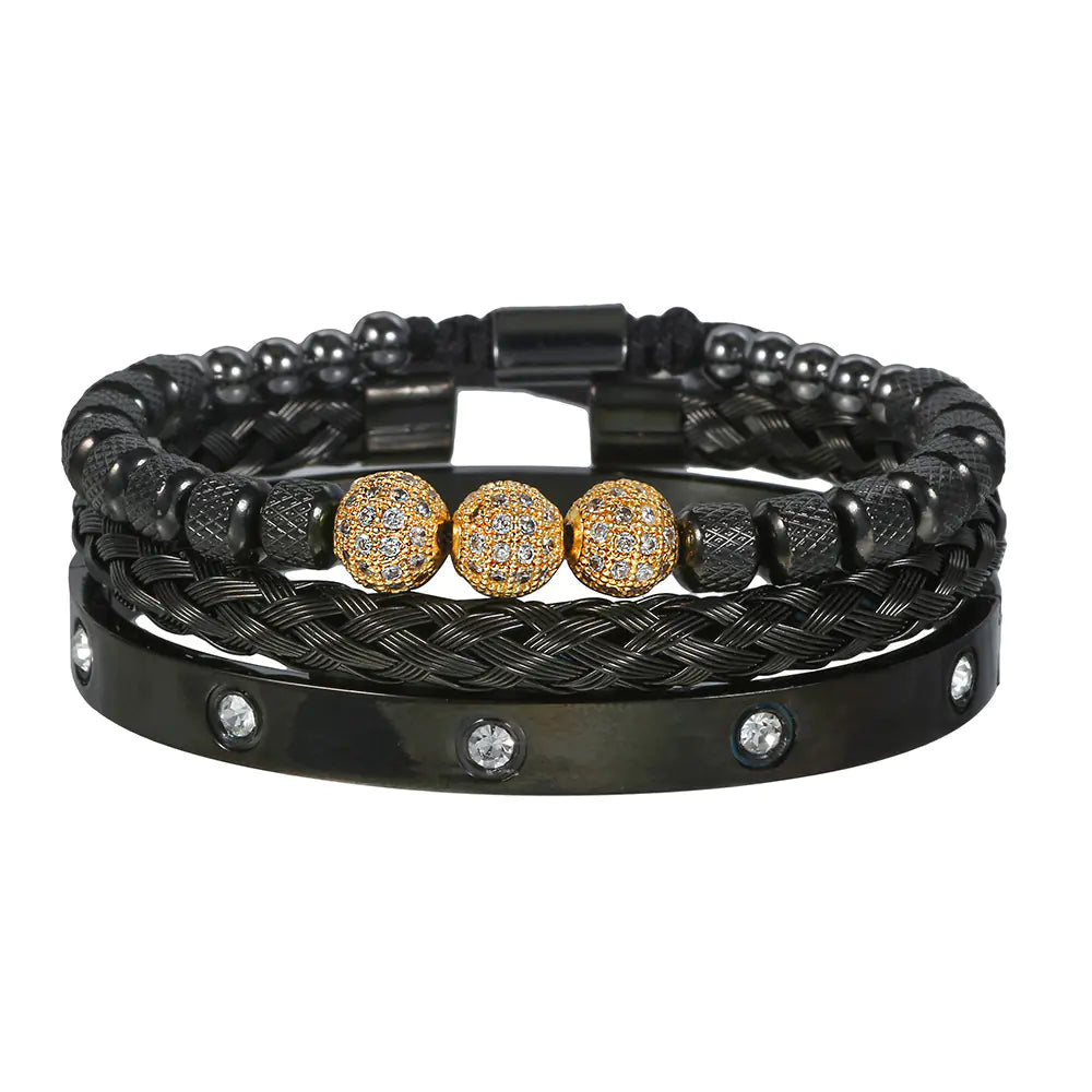 Men's Woven Bracelet with Pineapple Beads