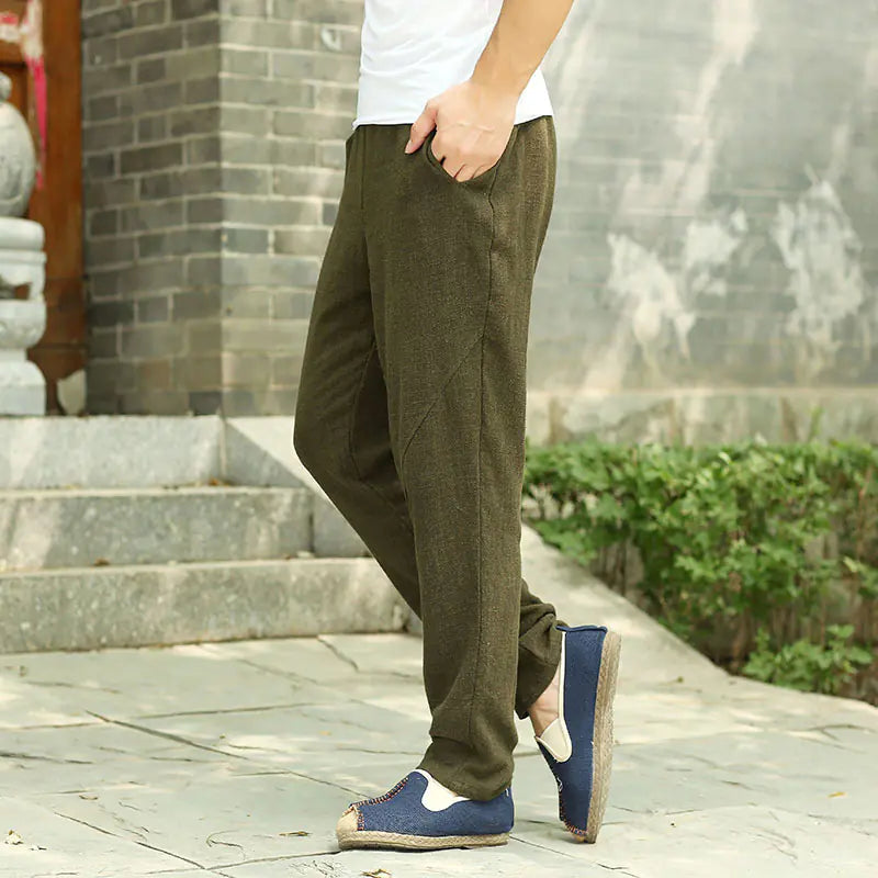 Men's Loose Thick Linen Ethnic Style Casual Pants