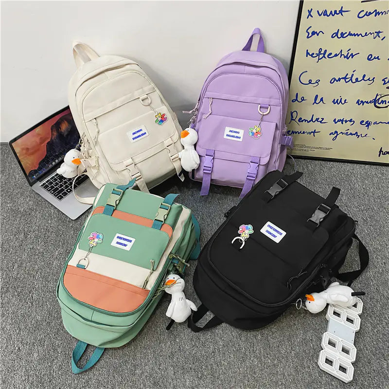 Trendy Waterproof Nylon Backpack for Girls and Students