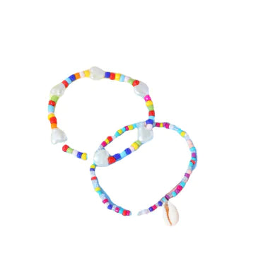 2PCS Bohemian Girls Bracelet & Anklet with Shell Beads