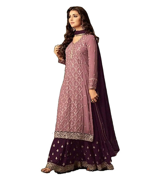 stylishfashion Womens Wear Plus Size Salwar Kameez Plazzo Dress Designer Indian Ethnic Party Shalwar Kameez Plazo Suits (US Numeric 34 Regular Regular Pink)