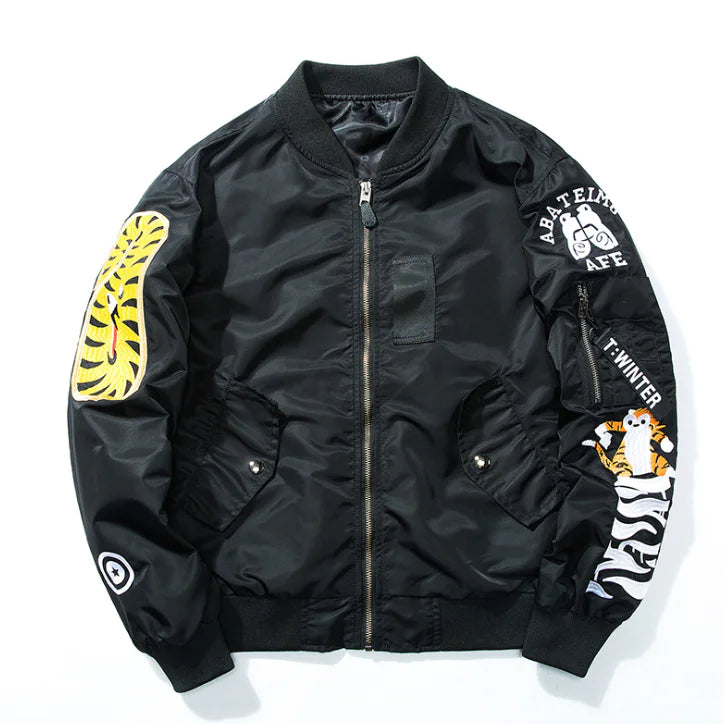 Men's Embroidered Pilot Jacket - Trendy Baseball Style