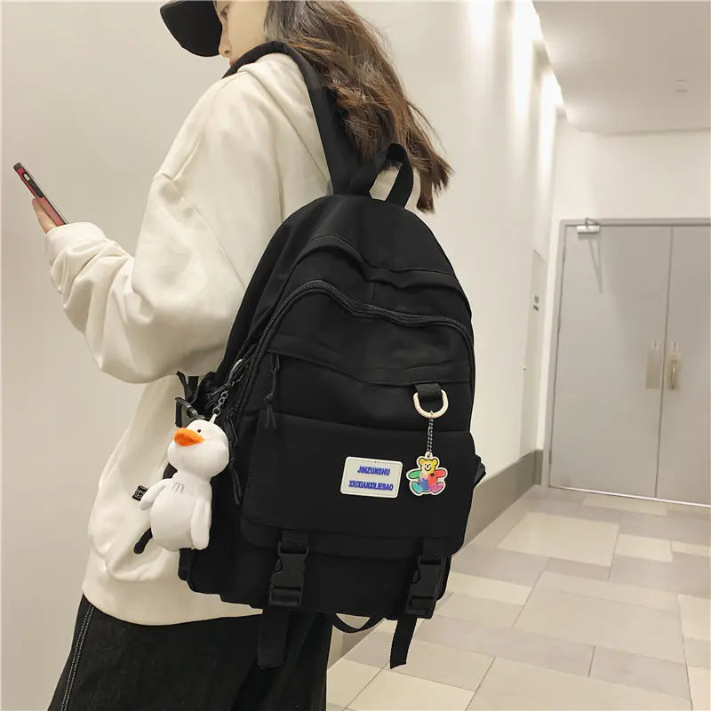 Trendy Waterproof Nylon Backpack for Girls and Students