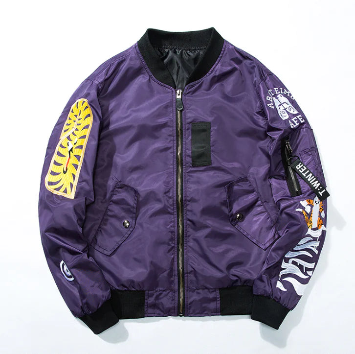 Men's Embroidered Pilot Jacket - Trendy Baseball Style