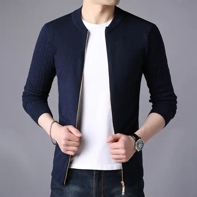 Men's Slim Fit Long Sleeve Knitted Cardigan Sweater